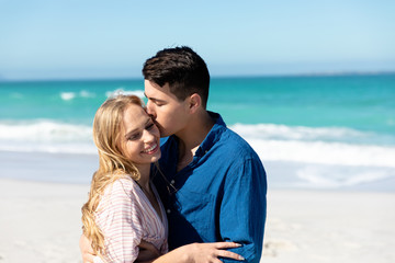Boyfriend kissing girlfriend at the beach