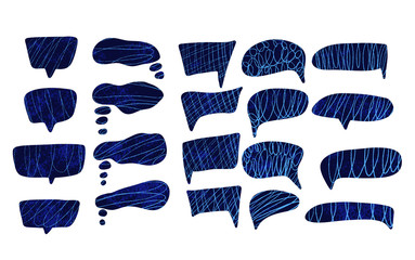Speech bubbles hand drawn set. Vector illustration