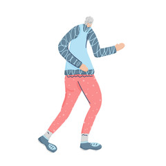 Runner. Old person jogging isolated. Vector design