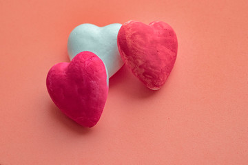 Obraz premium Valentines Day Hearts. Hearts background. Hand Drawn Valentine's Day Hearts Set. Design Elements - Collection. painted pink heart, the concept of a symbol of love