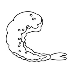 Shrimp vector icon.Outline,line vector icon isolated on white background shrimp .