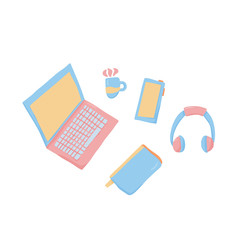 Set of freelance flat things. Vector illustration.