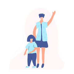 Young teenage girl and kid. Two vector ladies.