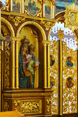 Berezhany, Ukraine - August 24, 2013: Interiors and icons of the Church of the Holy Trinity. The...