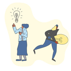 Plagiarism concept. Vector hand drawn property set