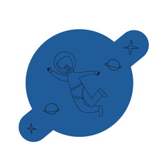 Astronaut in open space Man floating in universe