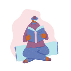 Reading a book concept. Vector color design.