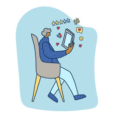 People sitting in the chair. Vector person.