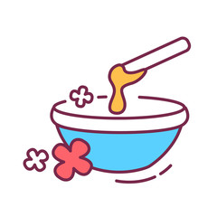 Hard cold waxing color line icon. Melted and applied on the skin where the hair needs to be removed. Pictogram for web page, mobile app, promo. UI UX GUI design element. Editable stroke.