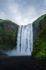 Majestic skogafoss in Iceland, cloudy day