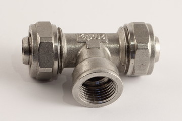 White metal-plastic 20 mm T fitting pipe compression collet connector with 1/2