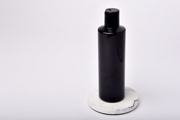 Cosmetics black tube containers packaging isolated on white background, Blank label for branding mock-up, Skincare beauty product concept.