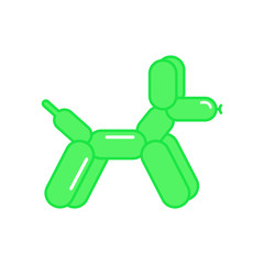 Green balloon dog icon isolated on white background. Cute bubble animal dog toy icon in flat style. Vector illustration EPS 10, top view