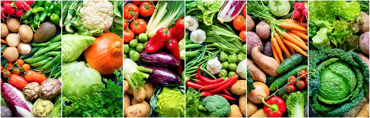 Foto auf Leinwand Food background with assortment of fresh organic vegetables © Alexander Raths