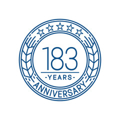 183 years anniversary celebration logo template. Line art vector and illustration.