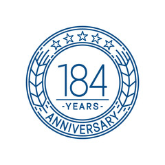 184 years anniversary celebration logo template. Line art vector and illustration.