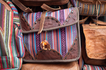 Arabic fashion and crafts shown on colorful, handmade satchels