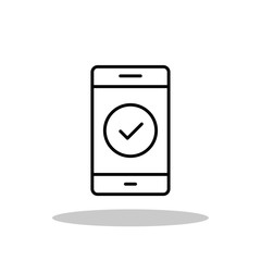 Phone check icon in flat style. Phone outline symbol for your web site design, logo, app, UI Vector EPS 10.