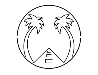 Fototapeta premium Road. Highway with palm trees vector web icon isolated on white background, EPS 10, top view