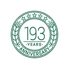 193 years anniversary celebration logo template. Line art vector and illustration.