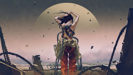 futuristic woman wearing a spacesuit © grandfailure