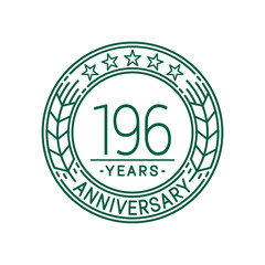196 years anniversary celebration logo template. Line art vector and illustration.