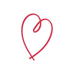 Red heart on white. Abstract heart on isolated background. Love symbol