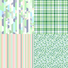 Set of seamless patterns. Simple colored background. Seamless geometric texture