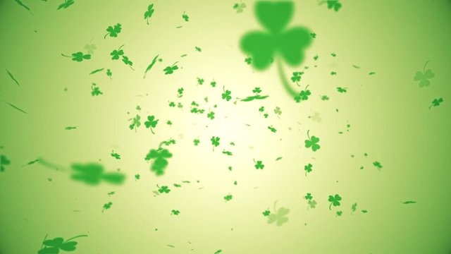 Falling green shamrocks - loopable, full hd Saint Patrick's Day motion background.