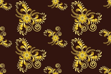 Seamless pattern with floral vector Illustration, Indonesian batik motif
