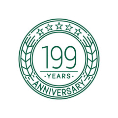 199 years anniversary celebration logo template. Line art vector and illustration.