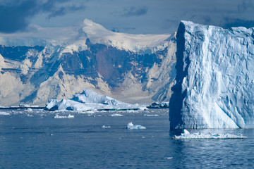 Exploring the breathtaking coastal landscapes of  the Antarctic peninsula on rubber dinghy boats (zodiac)
