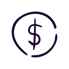 Dollar icon button vector illustration on white backgound