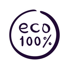 Eco 100 percent vector icon. Ecology label on white background