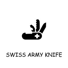Swiss army knife flat vector icon