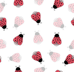 seamless pattern with red hearts