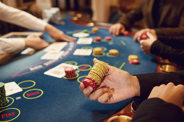 Player gamble poker roulette in a casino - obrazy, fototapety, plakaty