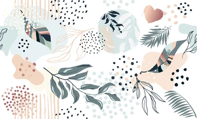 Printed kitchen splashbacks Circles Seamless exotic pattern with tropical plants