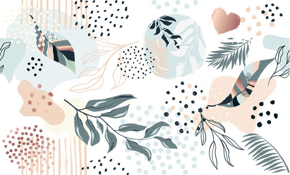 Seamless exotic pattern with tropical plants