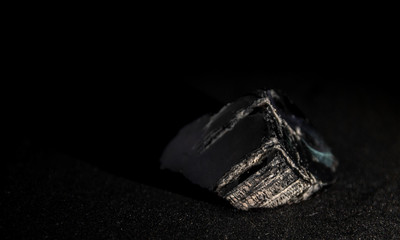 close up of a black and white volcanic rock