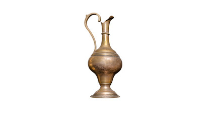 An old copper jug, isolated on a white background with a clipping path.