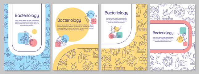Bacteriology brochure template. Healthcare research. Flyer, booklet, leaflet print, cover design with linear icons. Vector layouts for magazines, annual reports, advertising posters