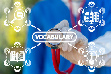 Vocabulary Medical Education Glossary Concept. Medicine Language Dictionary. Pills Information Book...