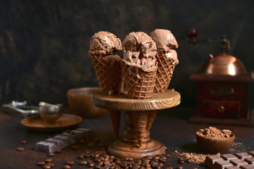 Homemade chocolate coffee ice cream.