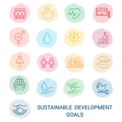 Icons Set .Sustainable Development Goals. 