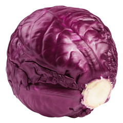 Obraz premium red cabbage, isolated on white background, clipping path, full depth of field