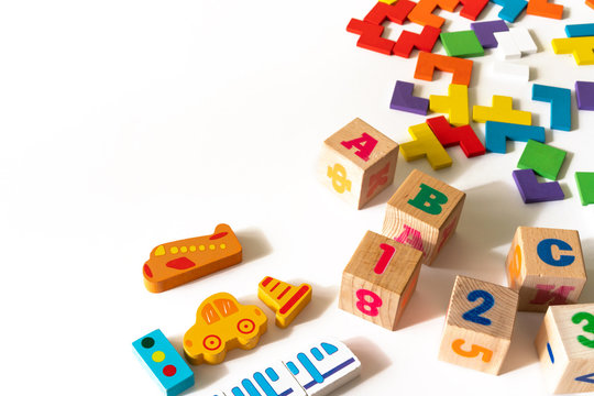 Developing wooden blocks. Natural, eco-friendly toys for children.