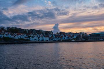 Stavanger at night - Charming town in the Norway. July 2019