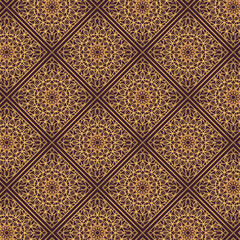 Golden oriental pattern design on dark background. Royal pattern design in vector