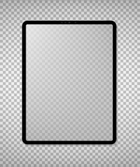 Empty screen tablet computer mockup design. Modern tablet PC isolated on transparent background. Vector Illustration